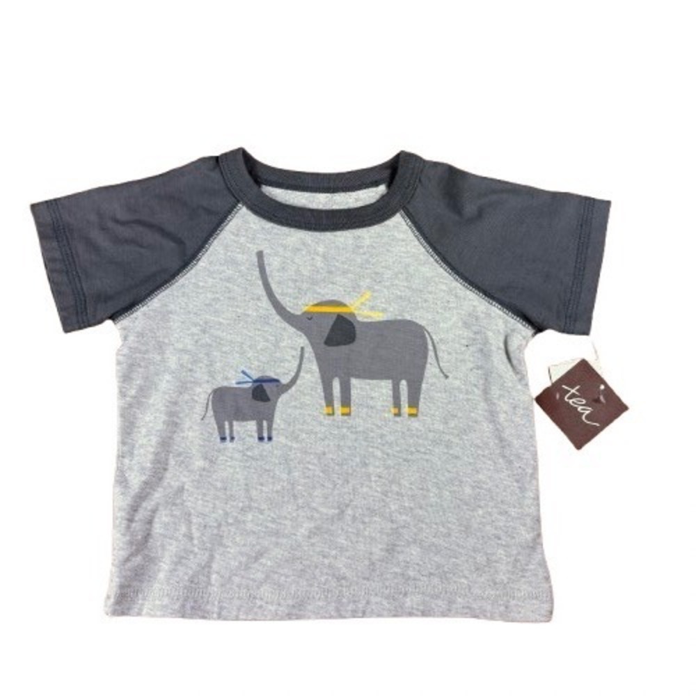 NWT Tea Collection Martial‎ Arts Elephant Baby Tee Heather Gray Size 6-9 Months